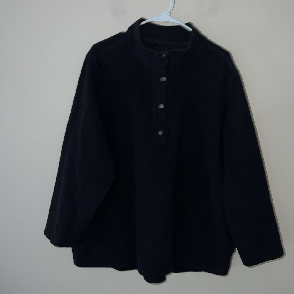 L.L.Bean Sweater Quarter Button Black Will Blend Women’s XL